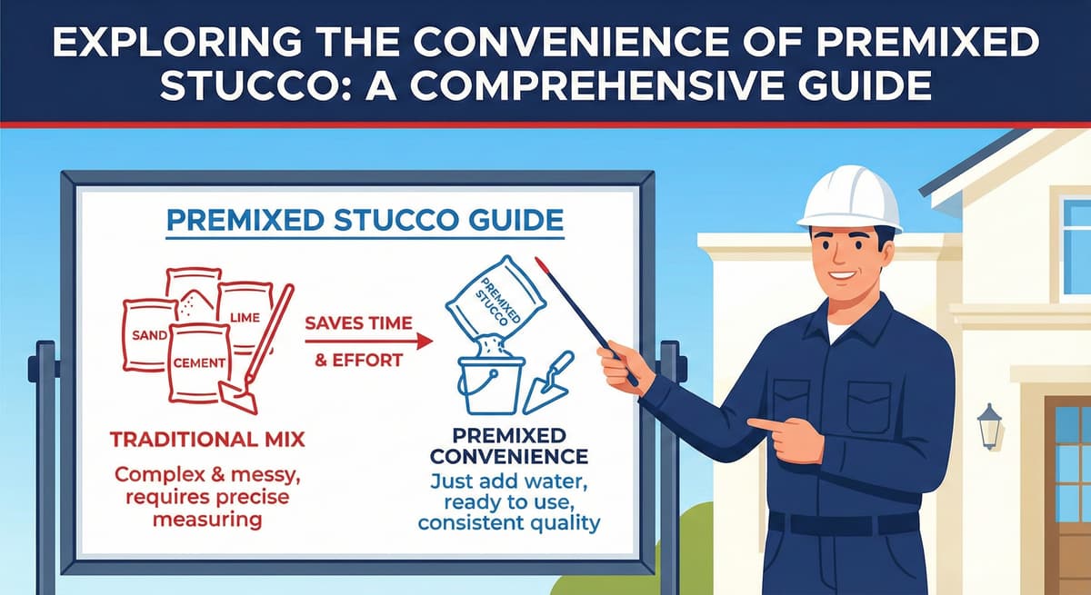 Stucco Champions infographic comparing warm earth-tone stucco versus cool modern white stucco to show the impact on curb appeal.