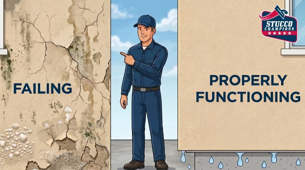 Failing vs Properly Functioning Weep Screed