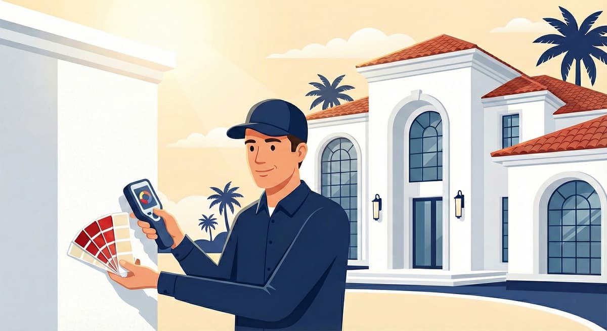 Professional stucco color consultation for Southern California homes showing finish coat selection over proper drainage systems