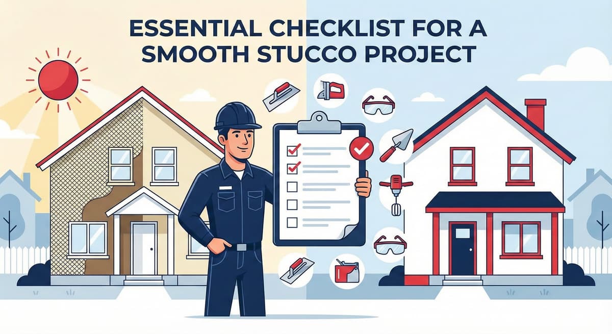 Stucco Champions infographic comparing warm earth-tone stucco versus cool modern white stucco to show the impact on curb appeal.