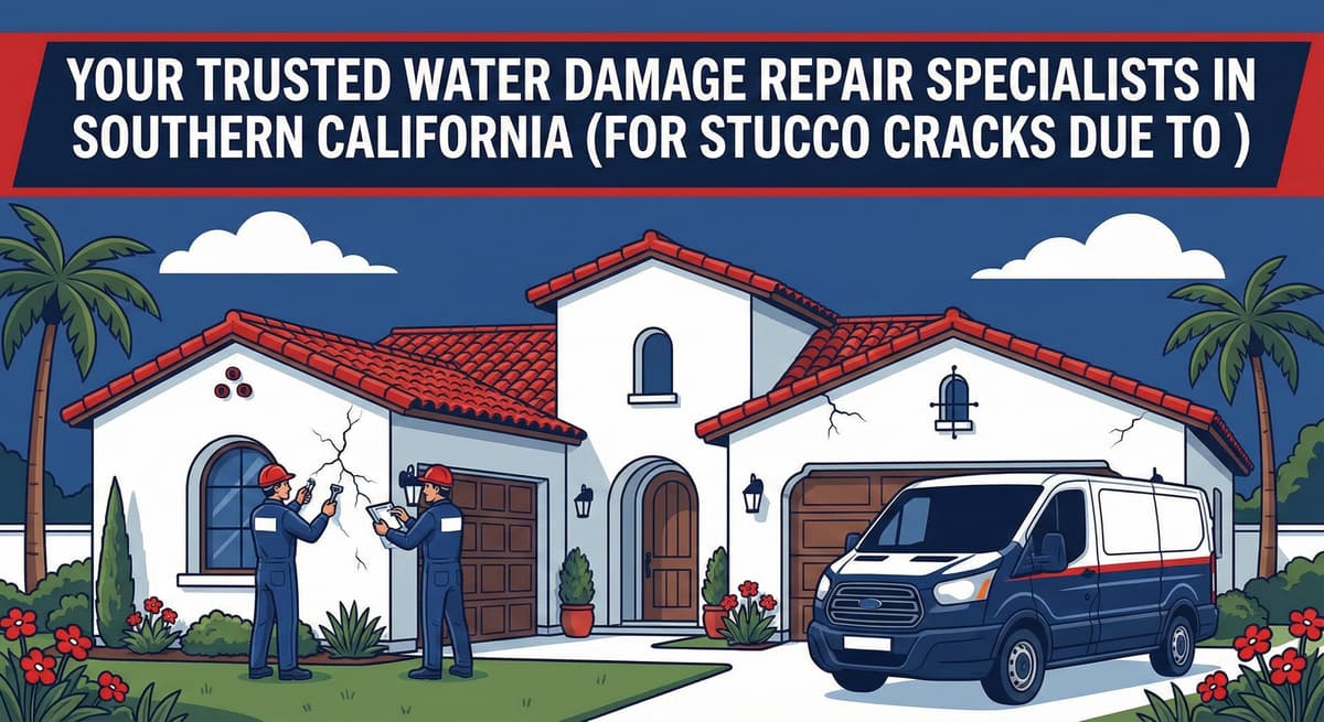 Water damage repair specialists in Southern California fixing stucco cracks caused by failed weep screed drainage systems