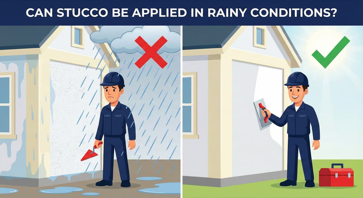 Stucco Champions infographic comparing warm earth-tone stucco versus cool modern white stucco to show the impact on curb appeal.