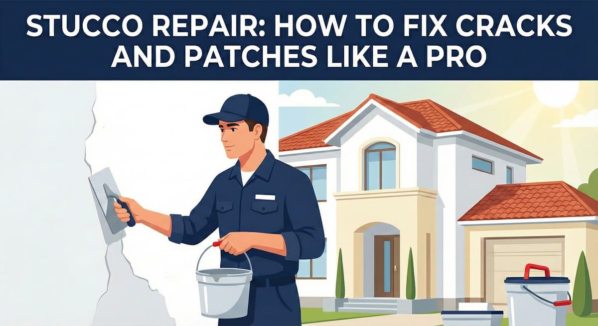 Stucco repair showing professional crack and patch techniques with proper flashing integration to maintain weep screed drainage protection