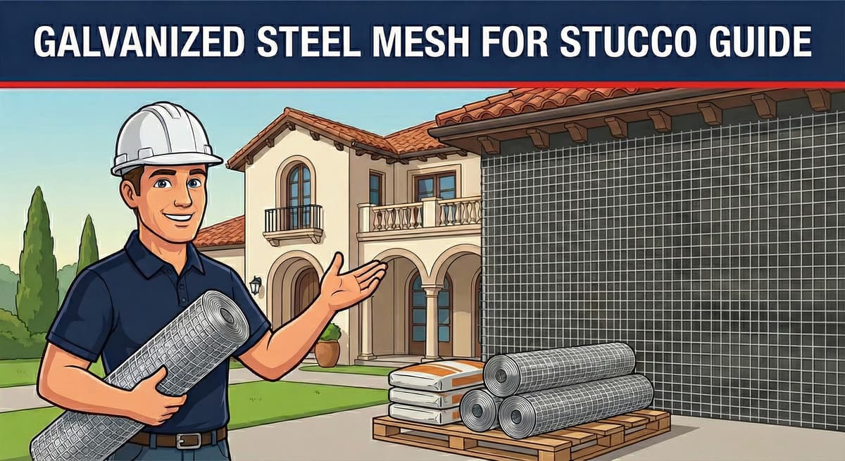 Galvanized steel mesh for stucco guide showing proper metal lath installation for three coat system with weep screed drainage