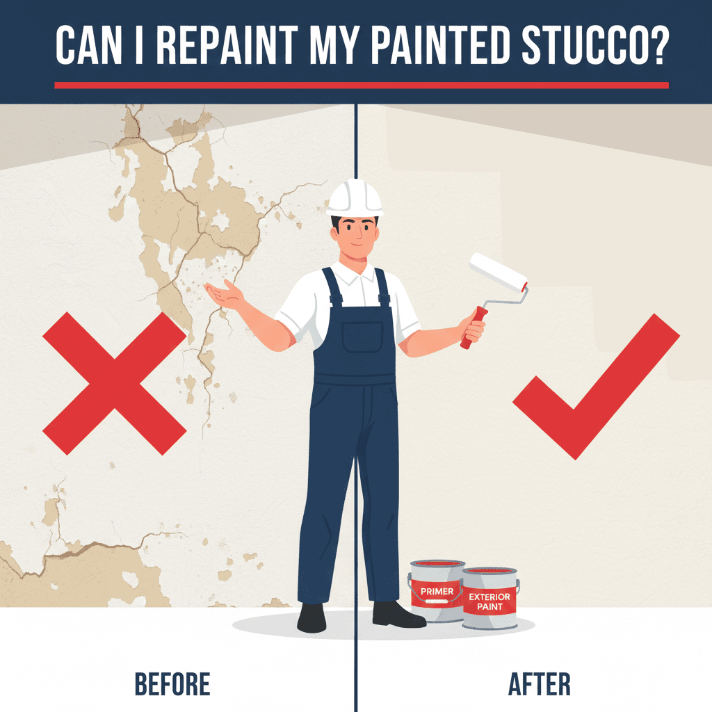 Stucco Champions infographic illustrating how color choice impacts the look of a home, comparing warm earth tones versus cool modern greys.