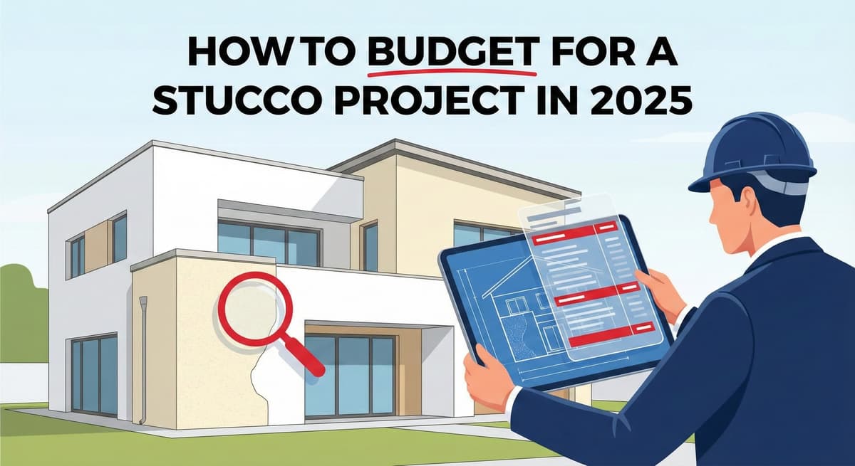 Stucco Champions infographic comparing warm earth-tone stucco versus cool modern white stucco to show the impact on curb appeal.