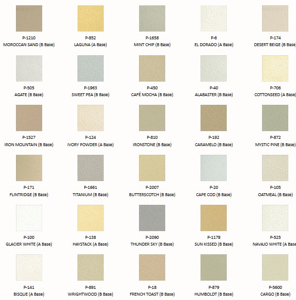 Merlex Stucco Fog Coat color choice sheet
