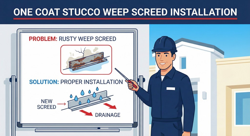 Stucco Champions infographic comparing warm earth-tone stucco versus cool modern white stucco to show the impact on curb appeal.